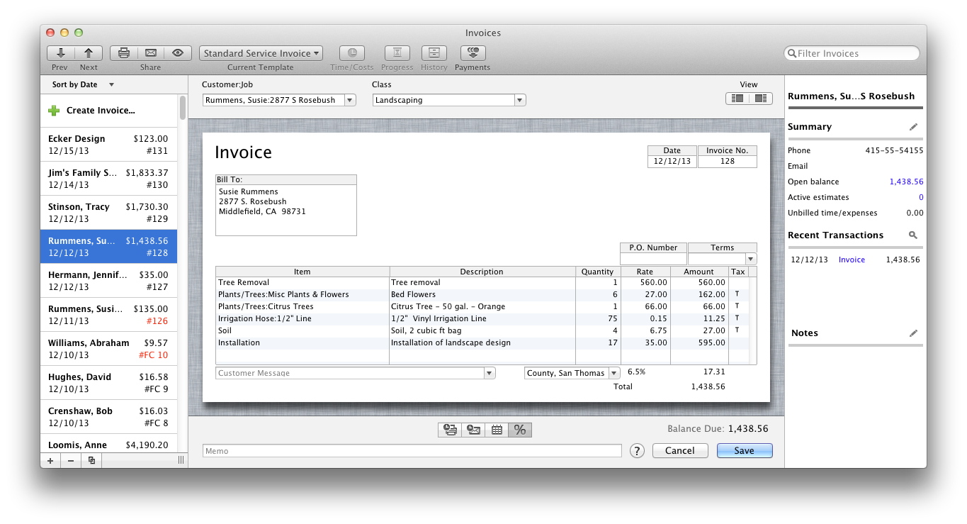 quickbooks invoice manager for mac